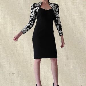 DRAMA! 1980s glam Morton Myles sequin bolero LBD